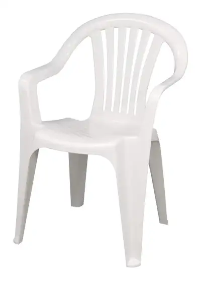Gracious Living Cayman Resin Outdoor Chair, Stackable, White • Mid-back support provides comfort and...