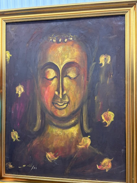 Oil painting of buddha face in Arts & Collectibles in Gatineau