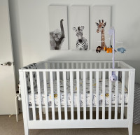Crate & Barrel Ever Simple White Crib and mattress