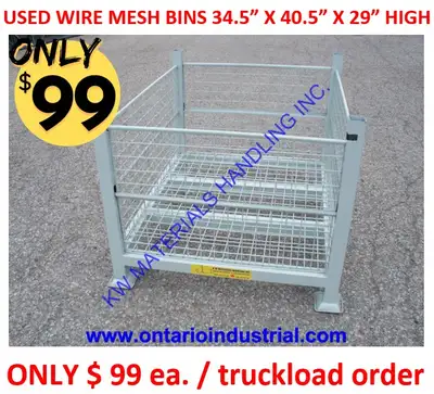 Used wire mesh baskets, wire bins, wire containers, stacking bin, View more
