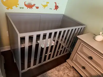 Graco® Theo 3-in-1 Convertible Crib, Grey with mattress, View more
