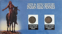 1897 and 1901 American Indian Head Pennies In Plastic 