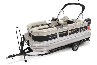 Brand new 2026 Sun Tracker Party Barge 16 DLX pontoon package won through the Tim Hortons Roll Up To...