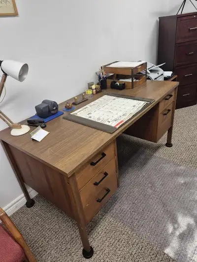 solid wood business office desk and chair, View more