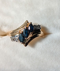 Vintage Natural Blue Sapphire & Diamond Ring