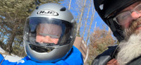 Small HJC snowmobile helmet. Front opens/ also face shield 