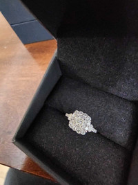 0.70 CT Princess Cut Diamond Ring with Diamond WB