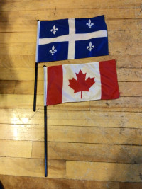 QUEBEC CANADA DESK FLAGS. 10X5.5". 2 FOR 1$