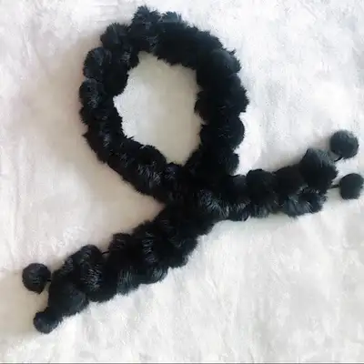 NEW - Black Rabbit Fur Ball Women's Scarf, View more