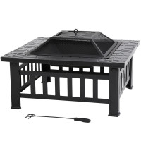 New 32" Outdoor Wood Burning Fire Pit with Spark Screen Cover