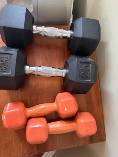 weights 25lb x2, 10lb x2, View more