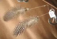 STERLING SILVER CRYSTAL AND NATURAL FEATHER EARRINGS