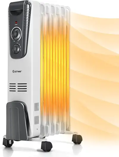 1500W Oil-Filled Radiator Heater w/ 3 Modes & Thermostat!, View more