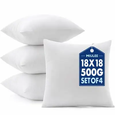 MIULEE Pillows Inserts Pack of 4 18x18 Inch100% Virgin Microfibe, View more