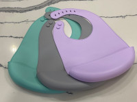 Three Silicone Baby Bibs - Adjustable Size