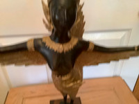 Vtg Ornate Kinnaris Sculpture on a Wood Base