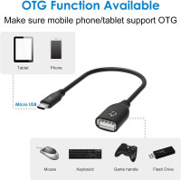 Brand New. Micro USB to USB 2.0 Adapter, On-The-Go (OTG) Cable