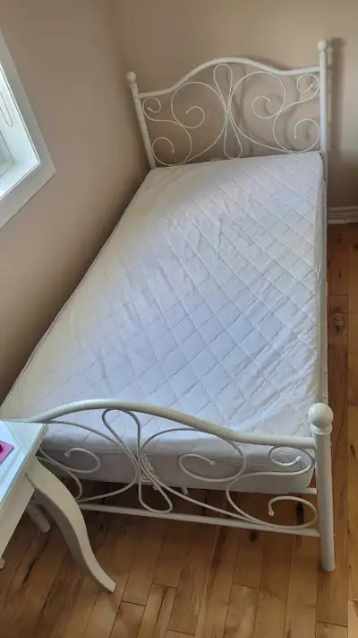 Metal Twin bed white, View more