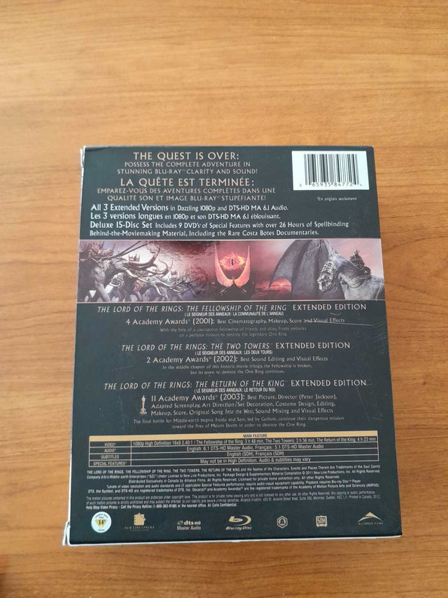 Seigneur des anneaux - Trilogie - Blu-ray dans CD, DVD et Blu-ray  à Victoriaville - Image 2