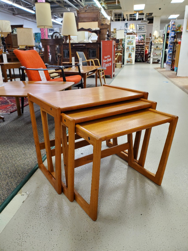 Mid Century Modern set of three Danish teak nesting tables in Coffee Tables in Edmonton