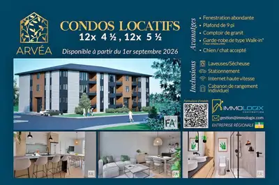 Condos Locatifs Neufs Haut de Gamme à Louer – Projet ARVÉA Secteur très recherché : Rue Hocquart, Jo...