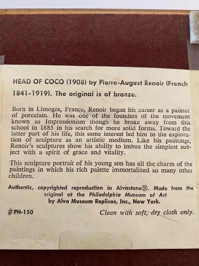 Head of Coco Bust replica by Pierre Renoir 1958 in Arts & Collectibles in City of Toronto - Image 4
