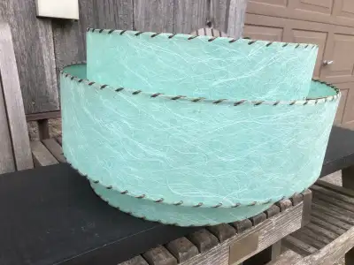 Vintage Antique 3 tier MCM Lamp Shade Fibreglass Blue, View more