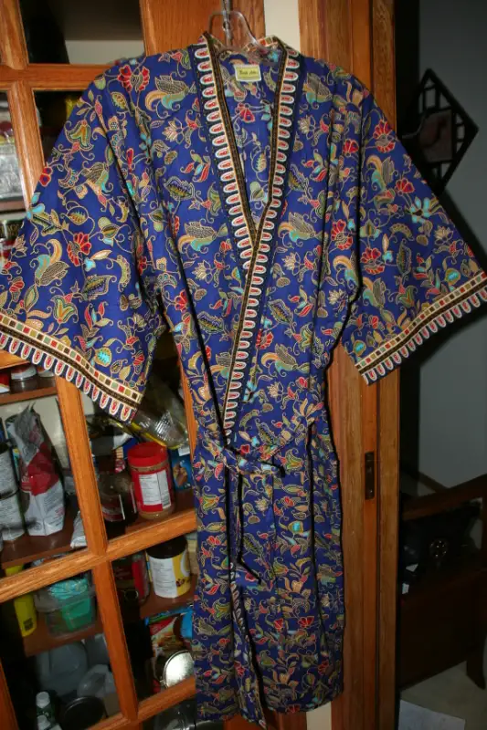 BATIK BATHROBE for a MAN or WOMAN Cotton with pocket and tie62863285513473124