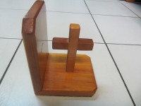 Classic Hand Made Solid Hard Wood Crucifix Book End Very Unique!