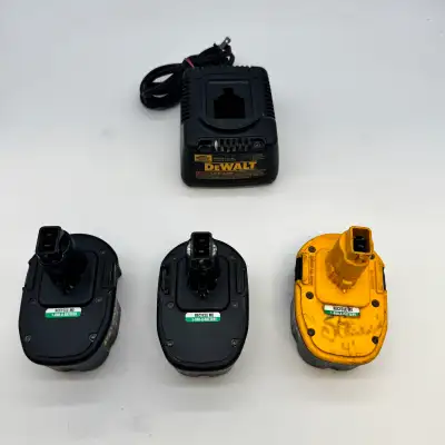 Selling a genuine DEWALT battery and charger bundle in good used condition. Includes: * (3) DEWALT D...