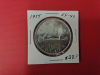 1955     Canada $1 silver coin