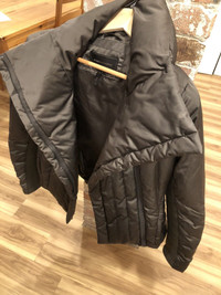 BCBG MAXAZRIA Satin Grey Puffer Jacket - Small