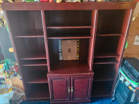 Large cherry wood 6ft x 6ft x 2ft wall unit