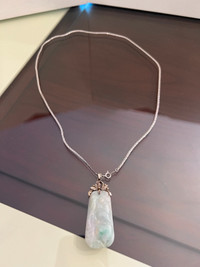 Jade Pendant w/ Silver Necklace!