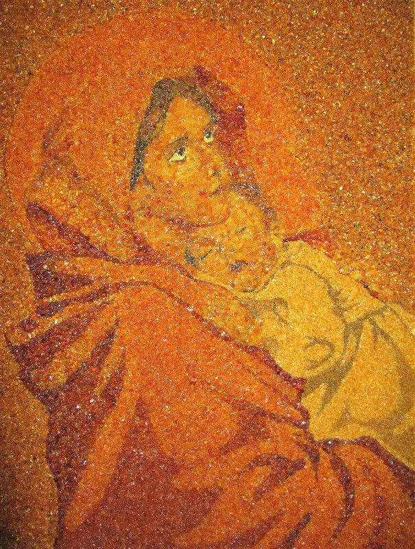 Virgin Mary & Baby Jesus BALTIC AMBER Christian Madonna Artwork in Arts & Collectibles in City of Halifax - Image 2