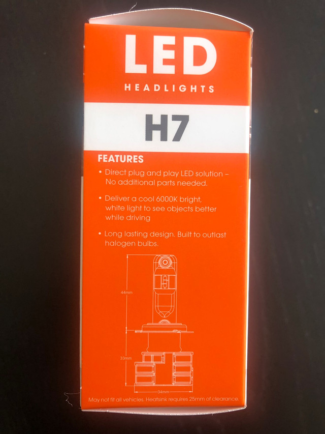 H7 Sylvania LED Headlight Bulb, 6000k Cool White Light in Other Parts & Accessories in Grande Prairie - Image 2