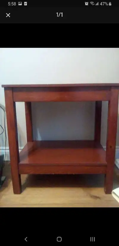 Handcrafted multi-use table is perfect as a small eating or prep, View more