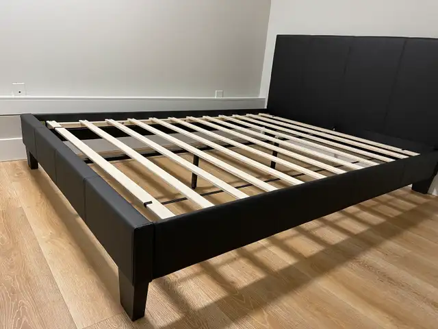 BNIB Plain black leather platform bed all sizes available  in Beds & Mattresses in Chilliwack - Image 7