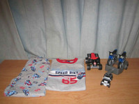 Boy's Pajama with Motorcycle Print, Size = 6 & Motorcycle toys