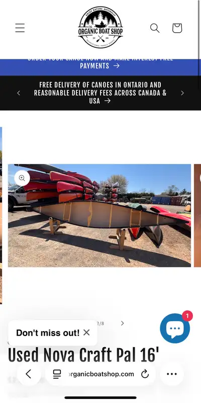 Nova Craft Pal 16’ in TuffStuff: Weight TuffStuff: 52lb / 23.6kg Dimensions Length: 16’ / 488cm Widt...