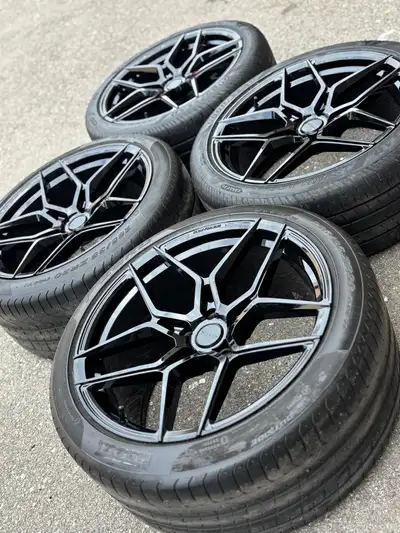 NEW 20”Ikon IK120(5x114)+used tires-MUSTANG/Maserati/Genisis/350Z/370Z/G35/G37/Q50/Ghibli Set of Bra...