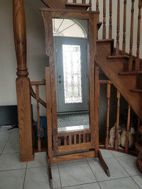 Solid Oak Free Standing Mirror