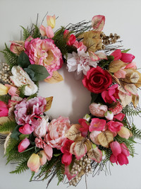 Beautiful large spring /summer wreath, indoor or outdoor with fl