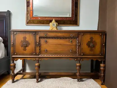 Antique Buffet $150 + Mirror $50, View more