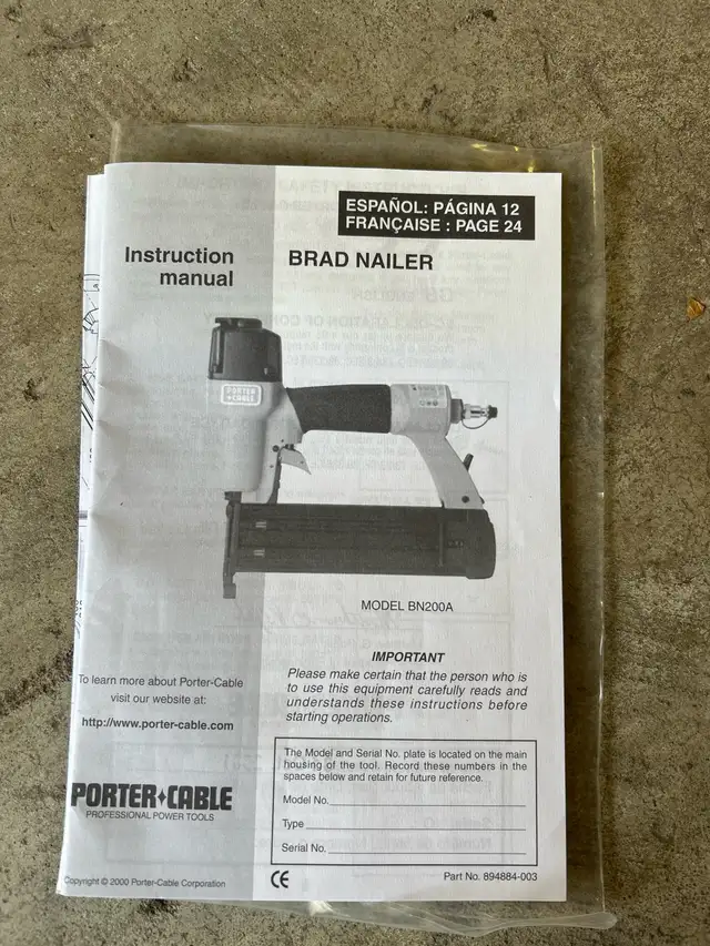 Porter & Cable Brad Nailer in Power Tools in Mississauga / Peel Region - Image 3