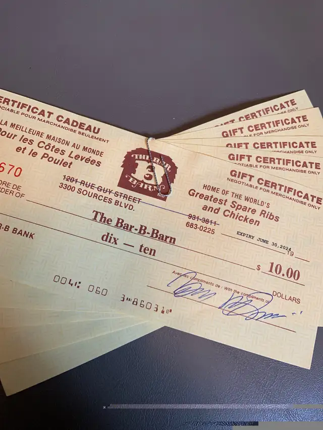 Bar-B-Barn gift certificates 64694952460675120