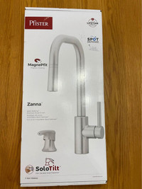 Pfister stainless steel/brushed nickel pull down faucet/soap dis