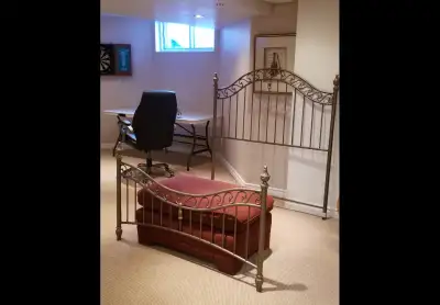 Enhance your bedroom with this elegant metal headboard and footboard, perfect for adding a touch of...