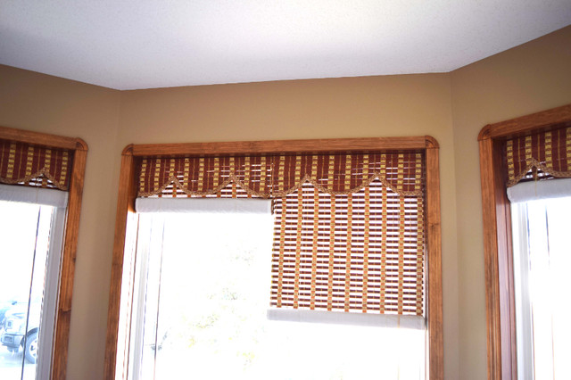 Two Pairs of Bamboo Window Blinds with Outside White Cloth in Window Treatments in Medicine Hat - Image 4