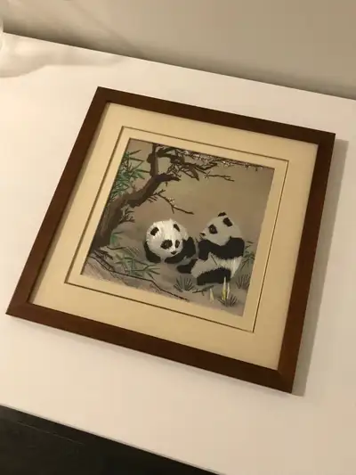 Suzhou silk embroidery painting panda in frame, View more